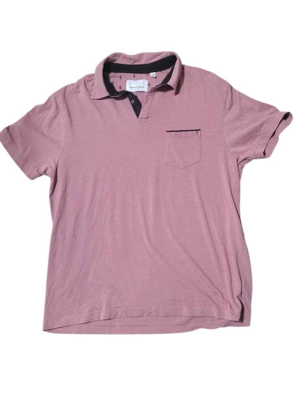 Pink/ Salmon men's Paper denim & Cloth short sleeve polo shirt Size L